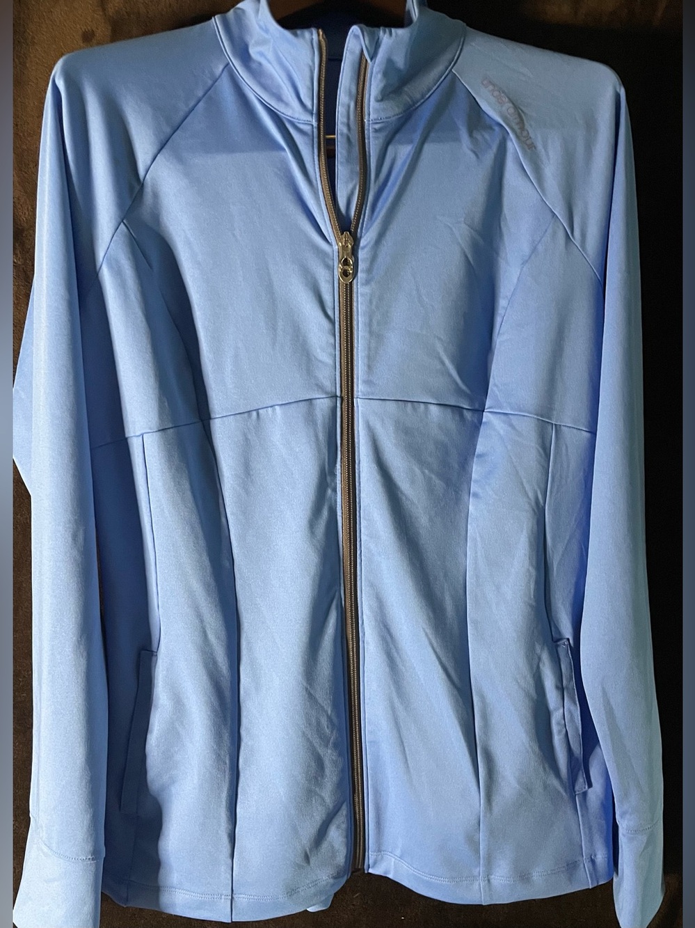 Under Armour Light Blue Women's Zip-Front Long Sleeve Size-Large